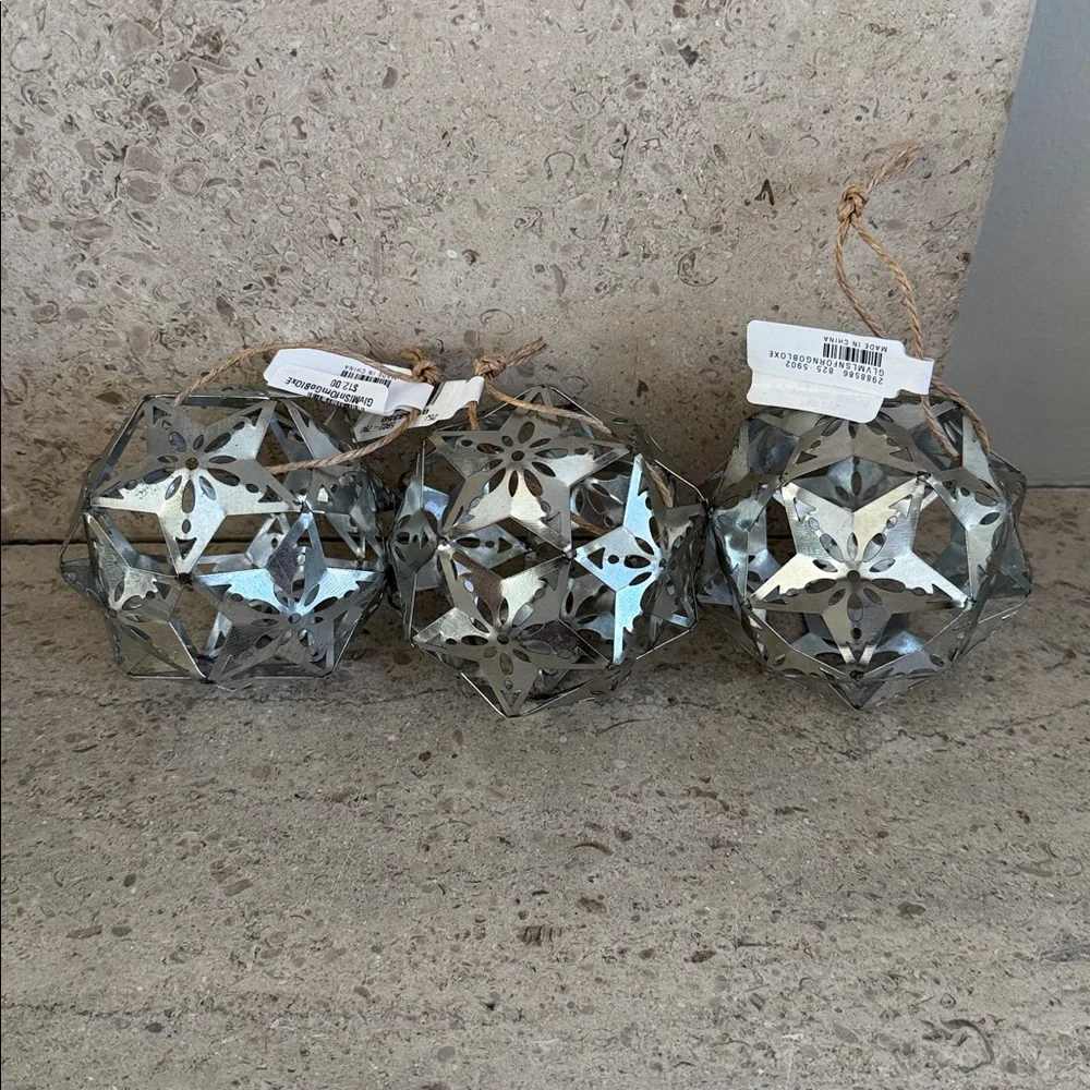 West Elm Metal Round Star Ornaments / Set of 3